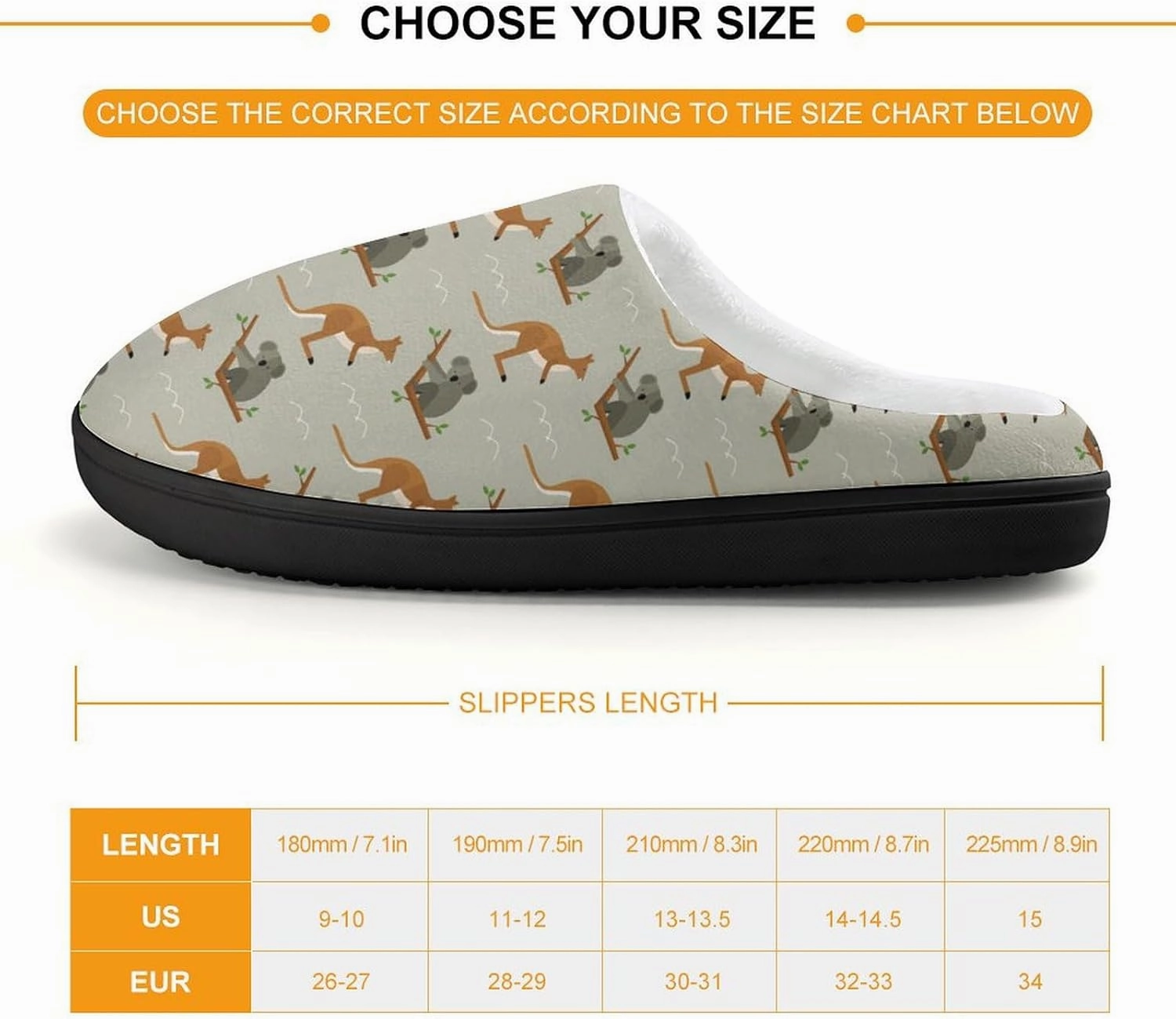 Koala in Tree And Kangaroo Australia Print Slippers for Boys Girls Home Cotton Slippers Non-Slip Warm Little Kids Slippers