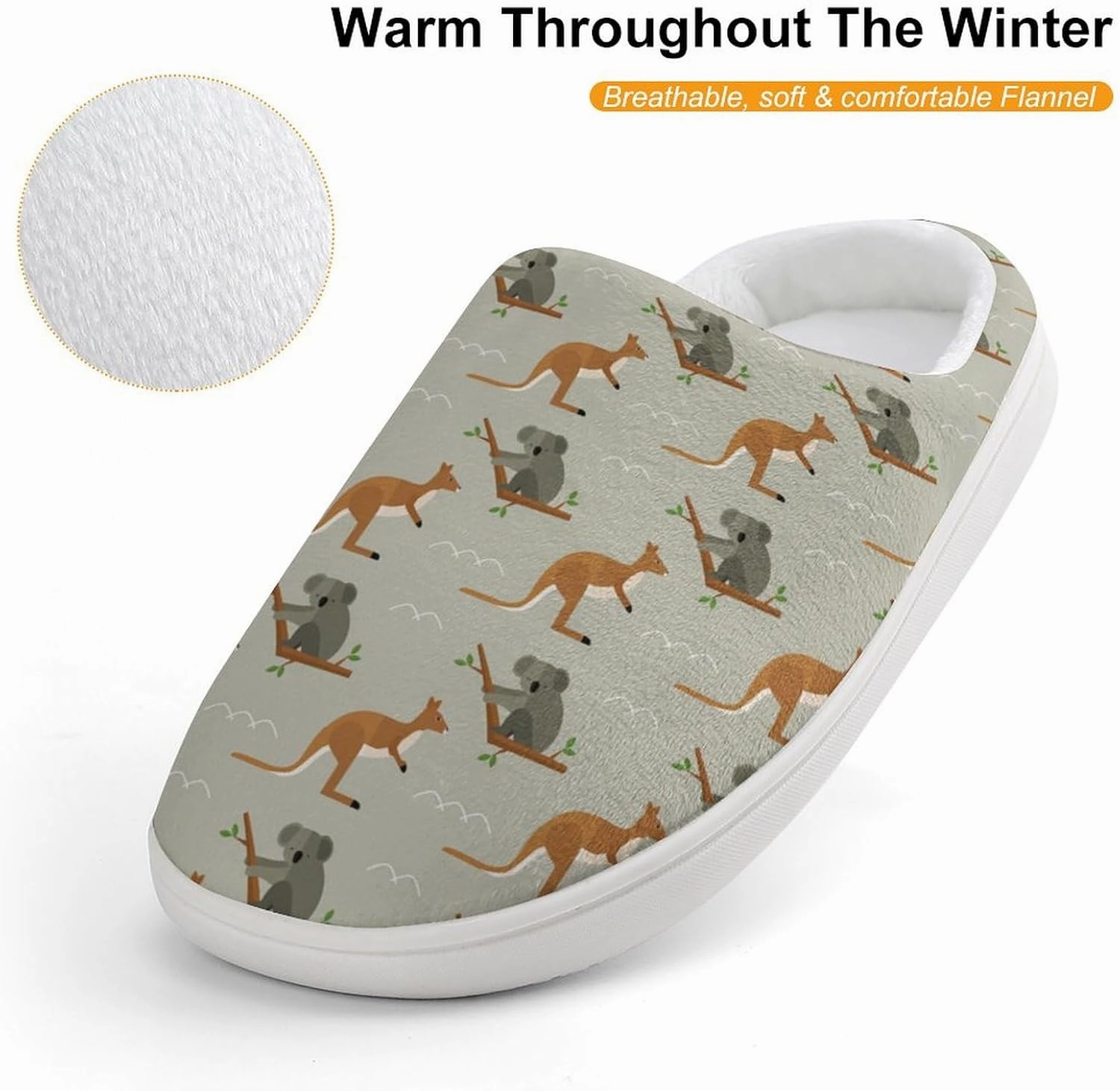 Koala in Tree And Kangaroo Australia Print Slippers for Boys Girls Home Cotton Slippers Non-Slip Warm Little Kids Slippers