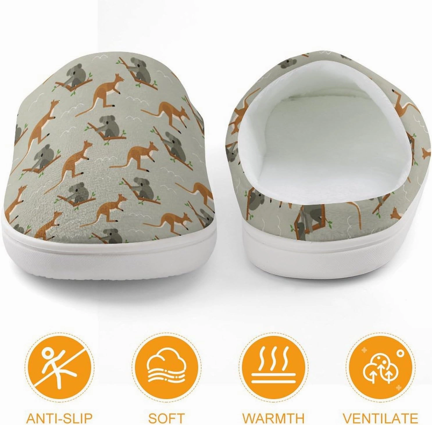 Koala in Tree And Kangaroo Australia Print Slippers for Boys Girls Home Cotton Slippers Non-Slip Warm Little Kids Slippers