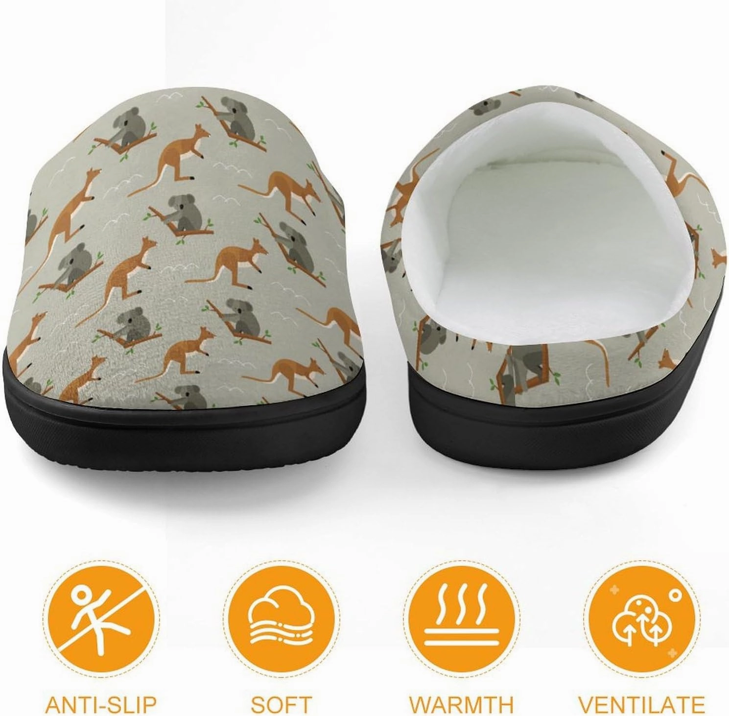 Koala in Tree And Kangaroo Australia Print Slippers for Boys Girls Home Cotton Slippers Non-Slip Warm Little Kids Slippers