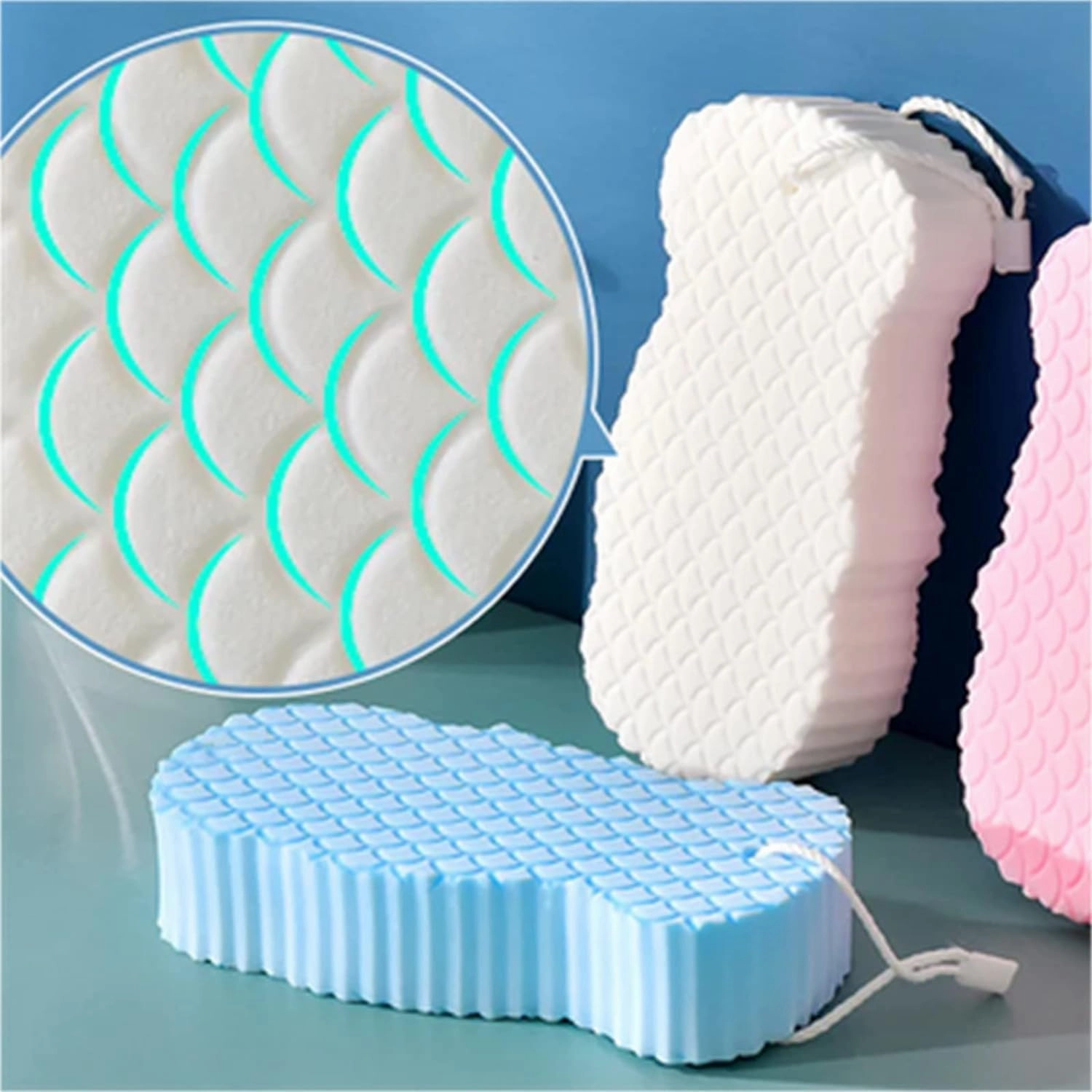Korean Skin Scrubber Sponge, Korean Skin Scrubber Exfoliator, Super Soft Exfoliating Bath Sponge, Soft Exfoliating Bath Sponge, Magic Exfoliating Bath Sponge, Skin Friendly and Reusable (Mix-8Pcs)