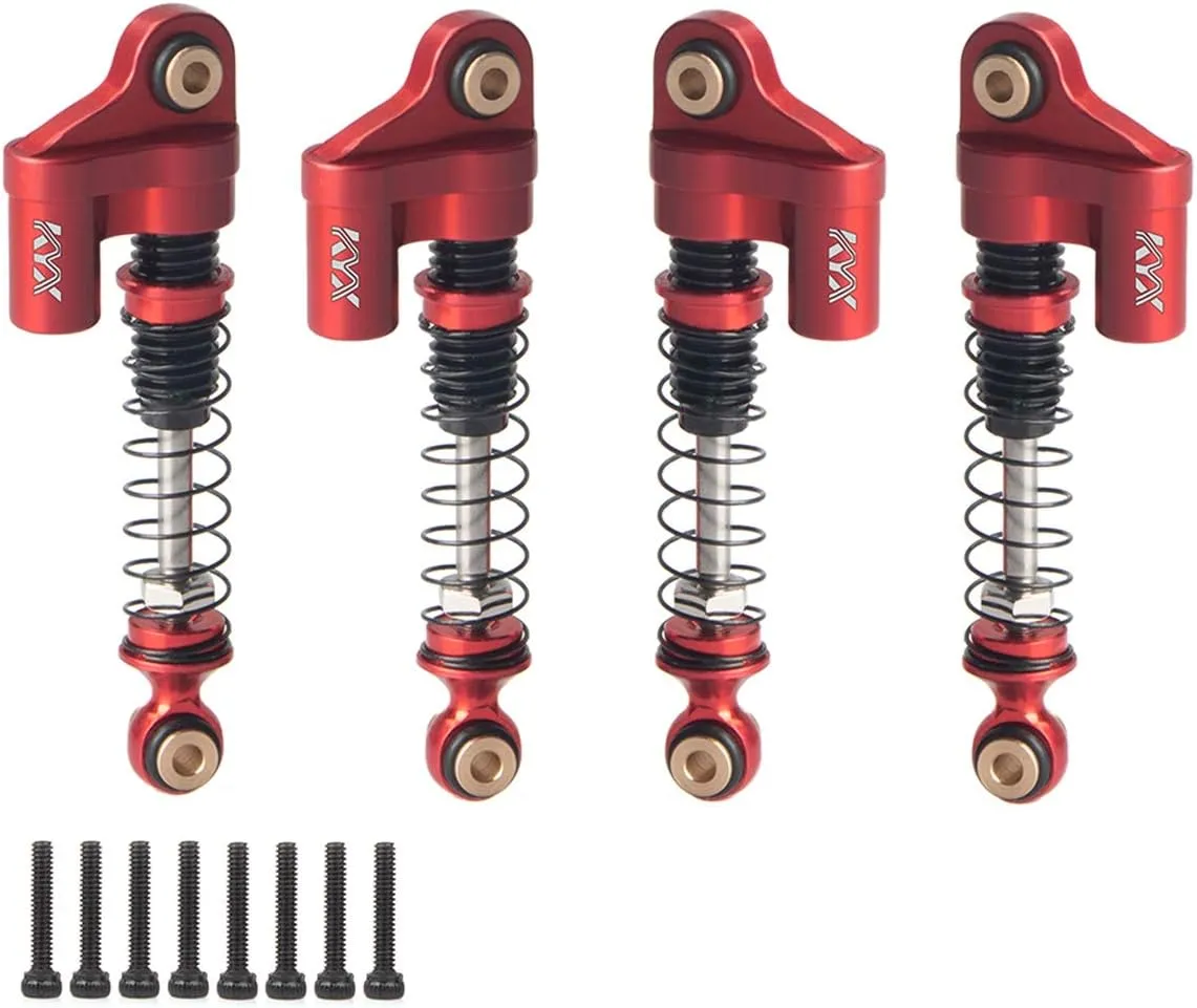 KYX Racing 37mm Metal Suspension Shock Absorber Upgrades Parts Accessories for 1/24 RC Crawler Car Axial SCX24 AXI90081 AXI00001 AXI00002 AXI00004 (4pcs), Red