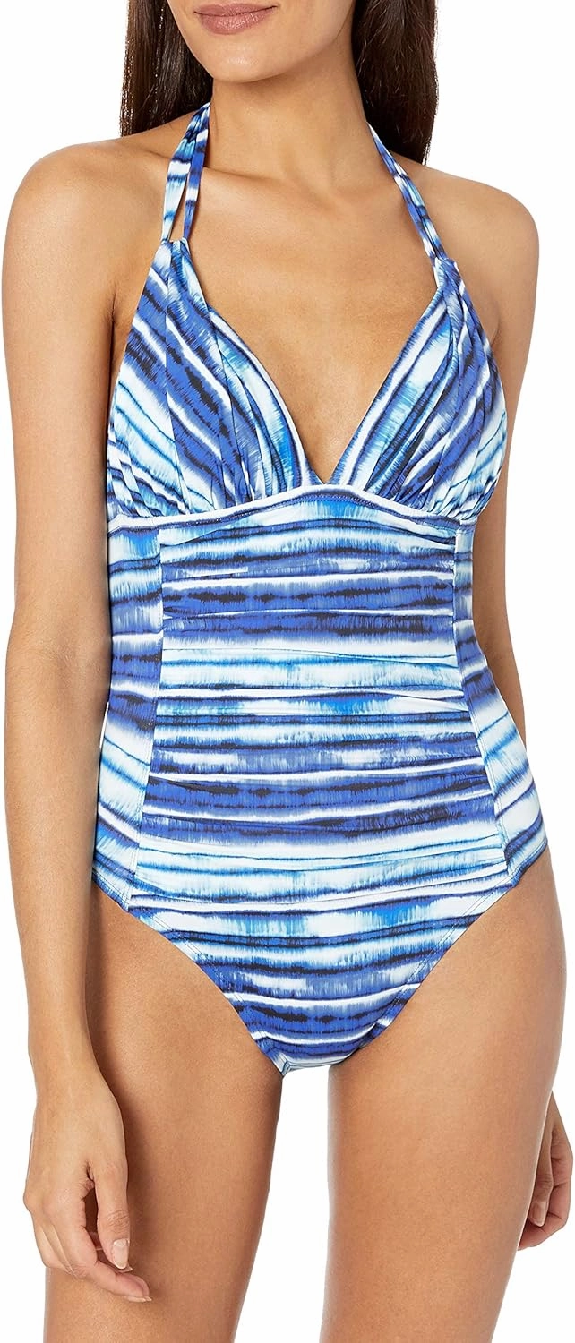 La Blanca Women's V-Neck Halter One Piece Swimsuit