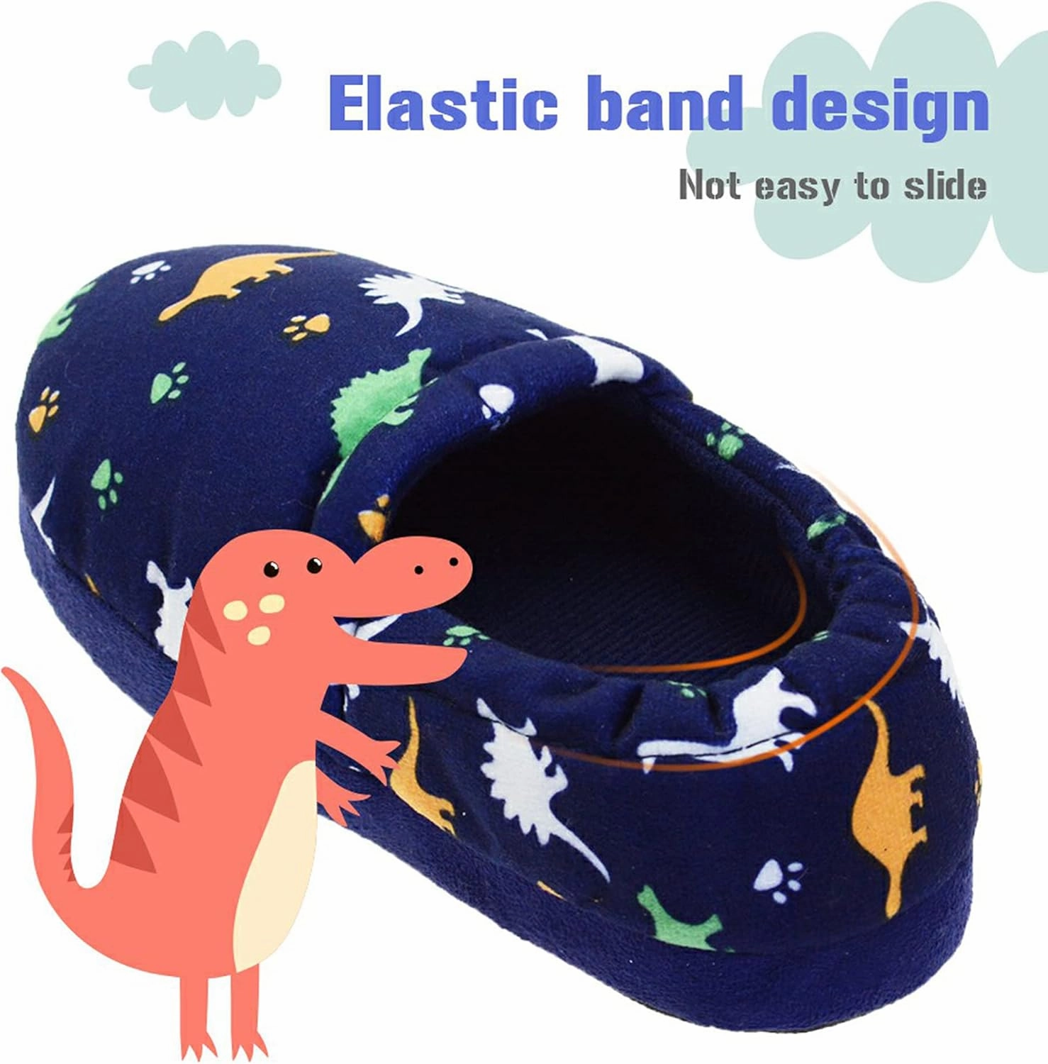 LA PLAGE Dinosaur Slippers for Boys Non Slip Little Kid Slippers for Kid with Memory Foam