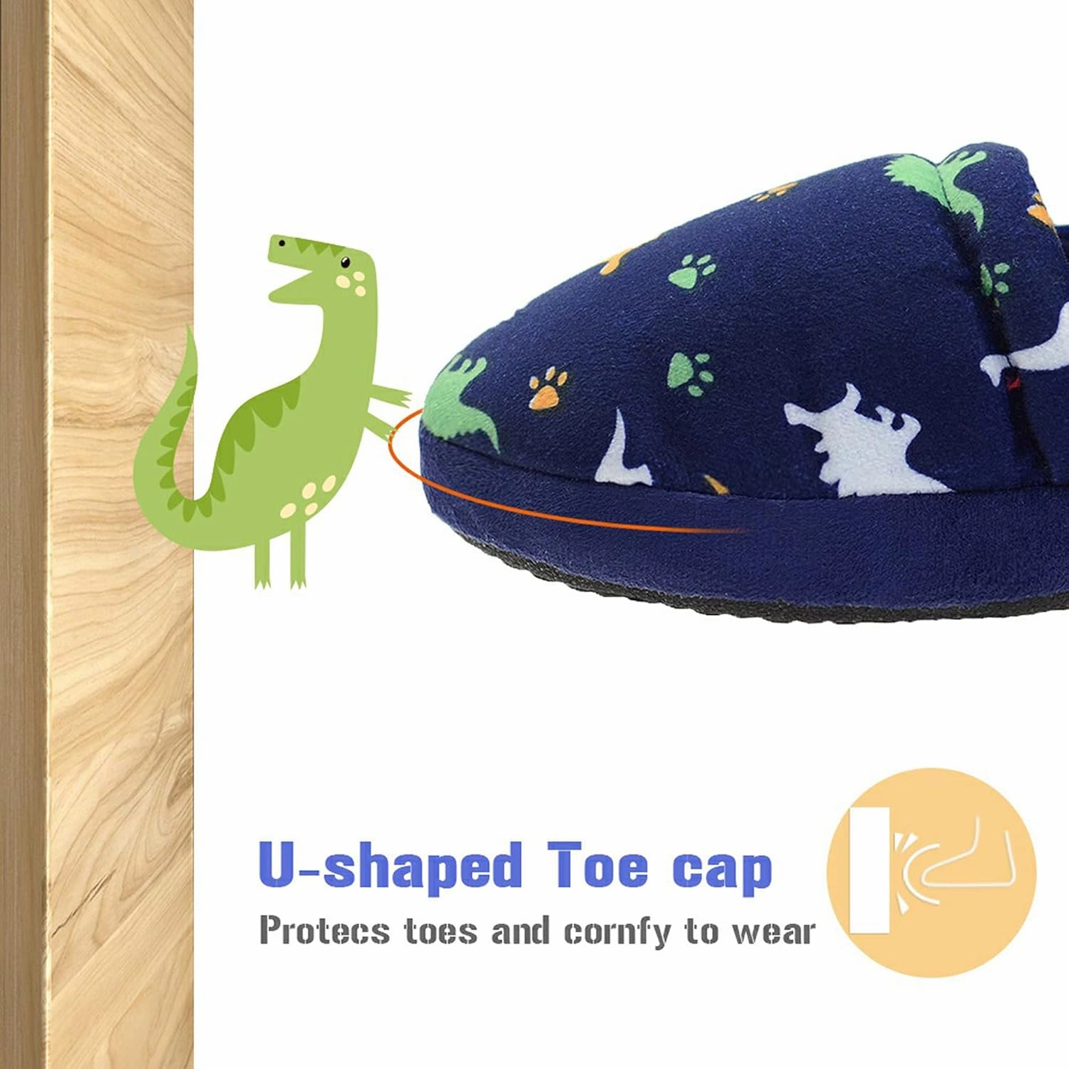 LA PLAGE Dinosaur Slippers for Boys Non Slip Little Kid Slippers for Kid with Memory Foam