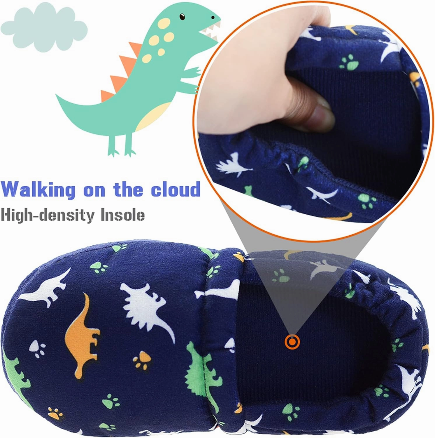 LA PLAGE Dinosaur Slippers for Boys Non Slip Little Kid Slippers for Kid with Memory Foam