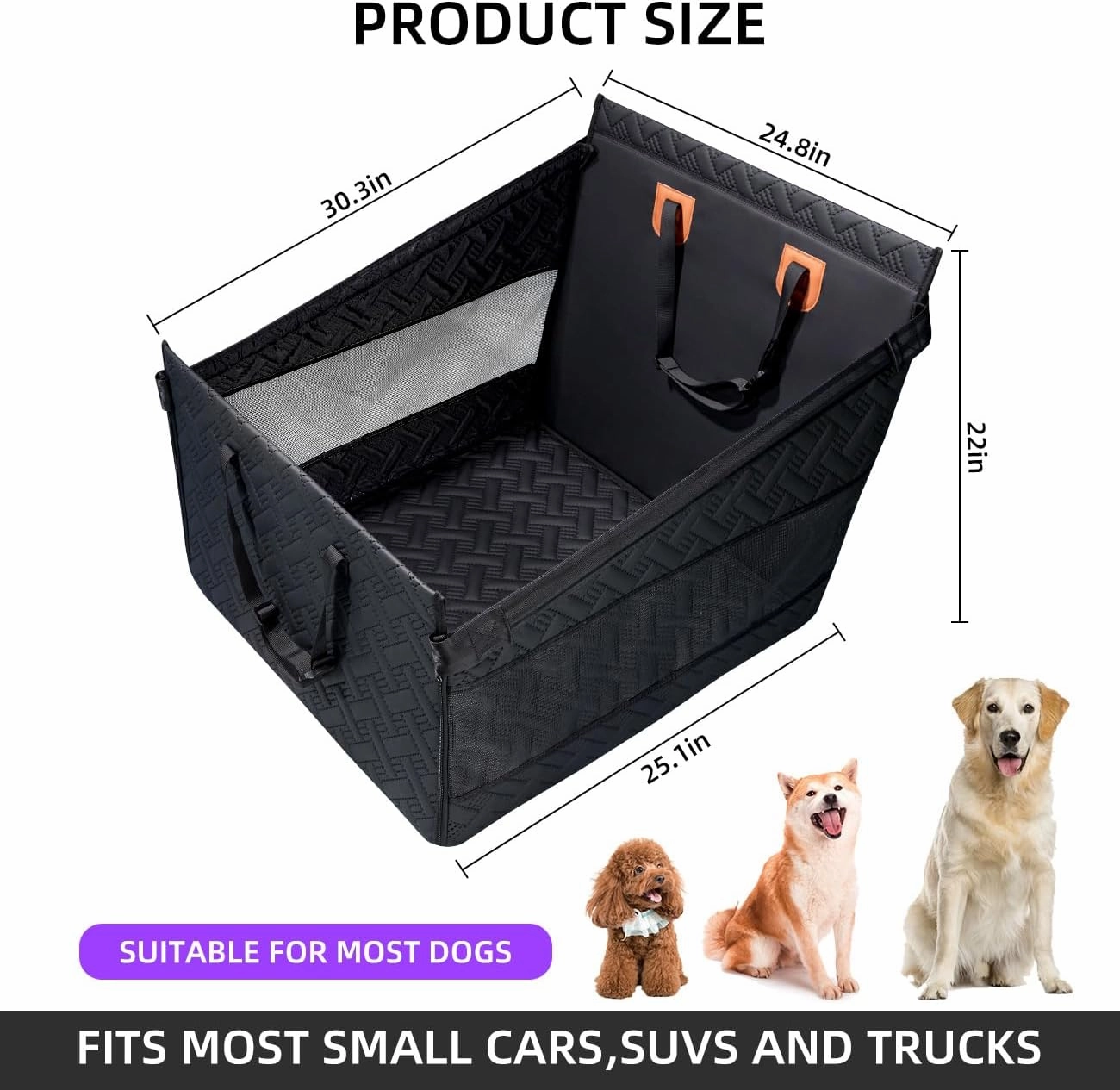 Large Dog Car Seat,PU Leather Back Seat Extender for Dogs,Waterproof Dog Seat Cover for Backseat, Pet Bed for Car Hammock