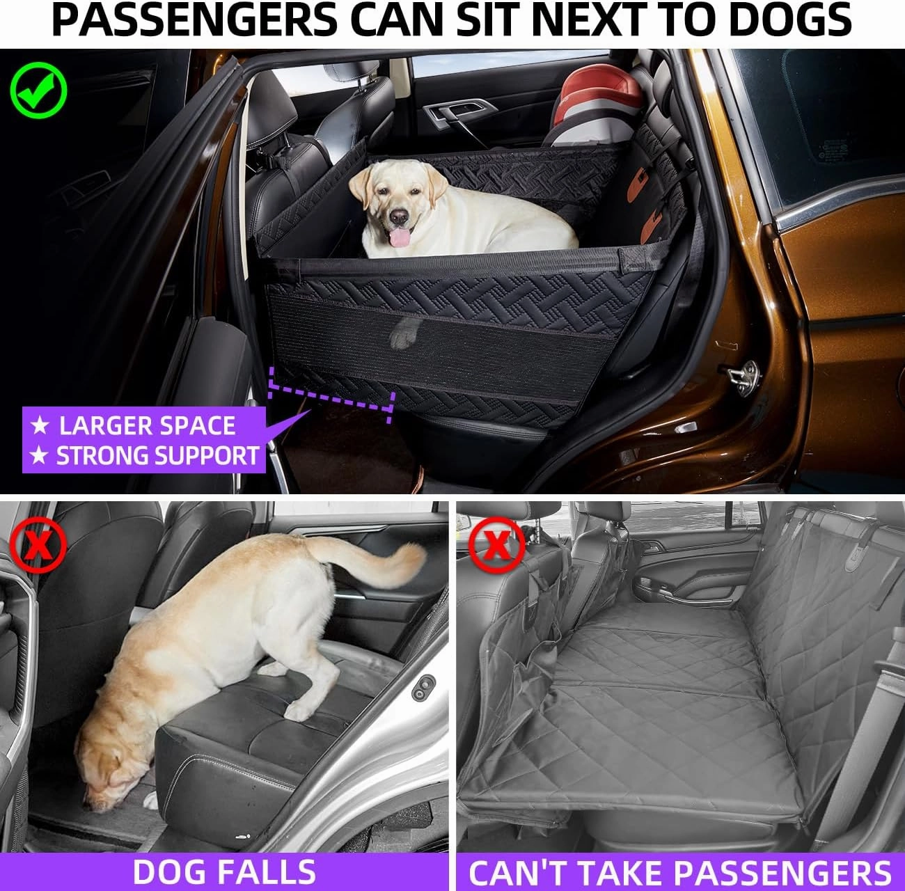 Large Dog Car Seat,PU Leather Back Seat Extender for Dogs,Waterproof Dog Seat Cover for Backseat, Pet Bed for Car Hammock