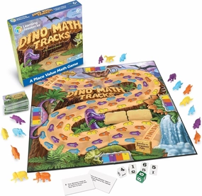 Learning Resources Dino Math Tracks Game - Ages 6  Addition and Subtraction Dinosaur Game, Kindergarten Math Games, Board Games for Kids