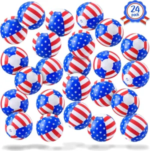 Leitee 24 Pack Patriotic Beach Balls Inflatable 5 Inch Red White Blue Beach Balls 4th of July Stars Stripes Summer Swimming Pool Game Water Floating Toy for Independence Day Memorial Day