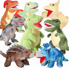 Leitee 8 Pcs Dinosaur Stuffed Animal Set Dinosaur Plush Toys Bulk Soft Assortment Tyrannosaurus Triceratops Cuddly Plush Stuffed Animals for Boys Girls Birthday Party Favors Gifts