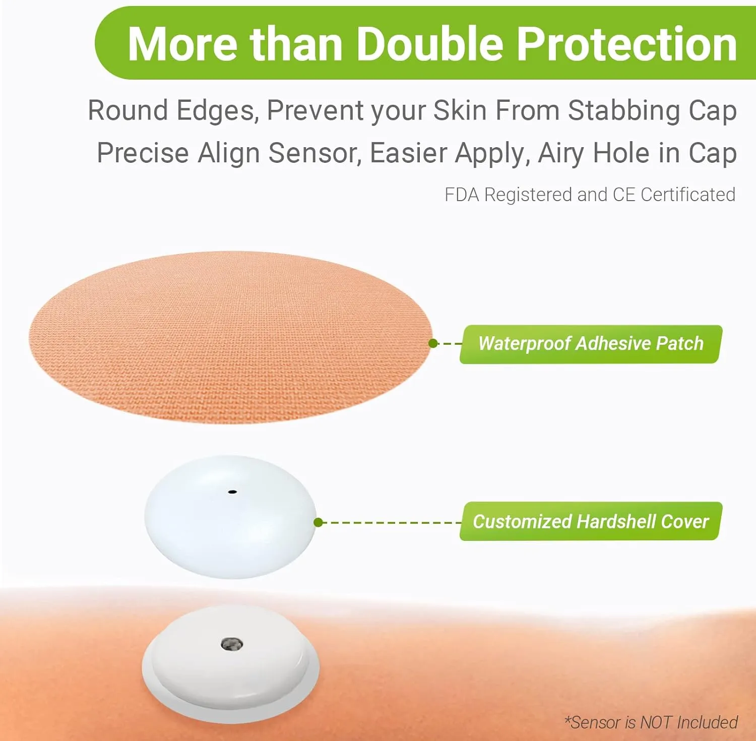 Libre 2 Sensor Covers, 25 Pack Freestyle Libre 2 & Lingo CGM Waterproof Patches, with Protective Hard Shell Cover, Against Bumps and Scratches, Breathable and Hypoallergenic(TAN)