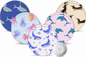Libre 3 Plus Sensor Covers Waterproof, Amolyfe 10 Pack Freestyle Libre 3 Covers, Bump-Proof with Hard Cap, Breathable Latex Free Glucose Sensor CGM Adhesive Patches, 14-Day CGM Protection (Dolphin)