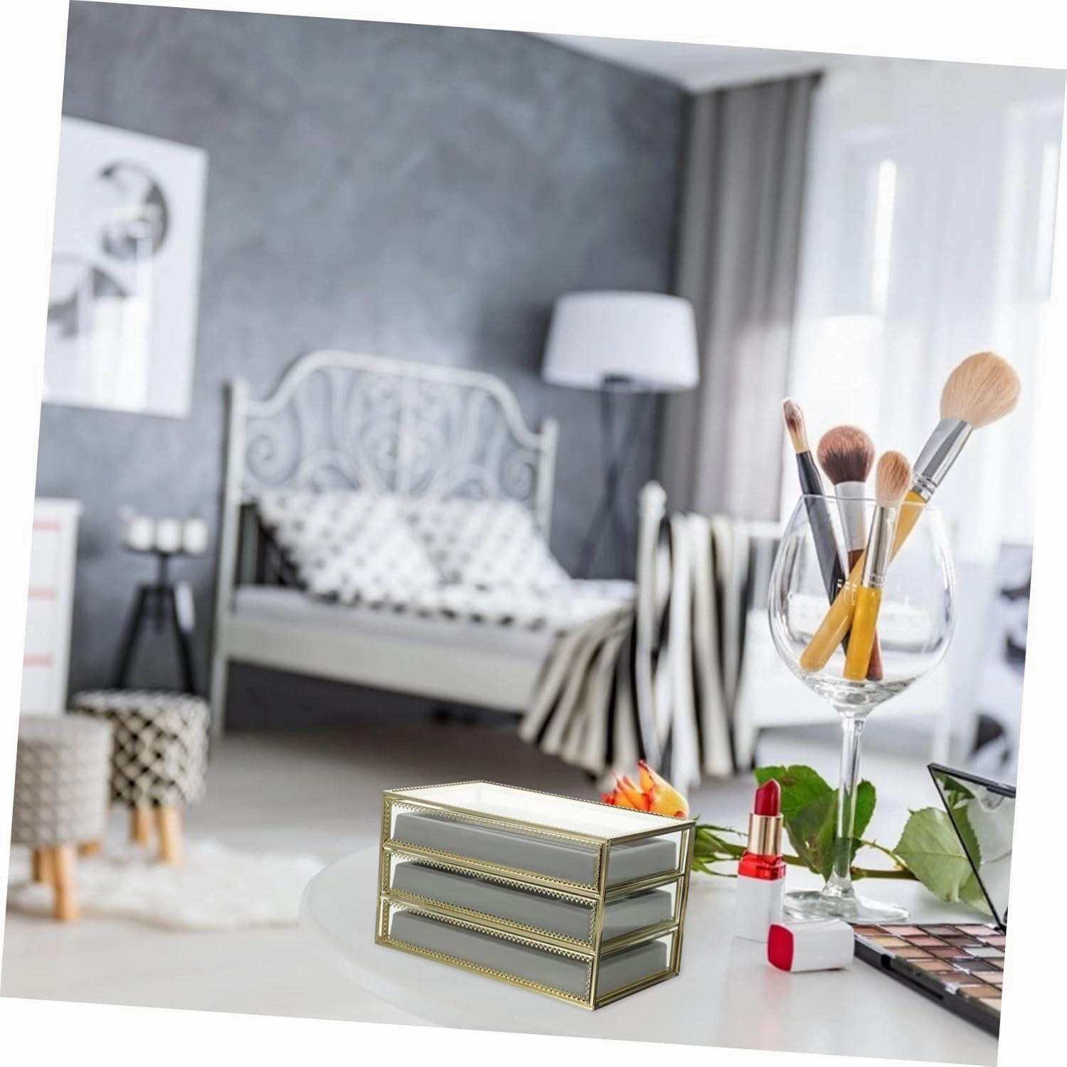 LIFKOME 1pc Transparent Three Jewelry Storage Box Jewelry Case for Necklaces Watches for Home Use for Women