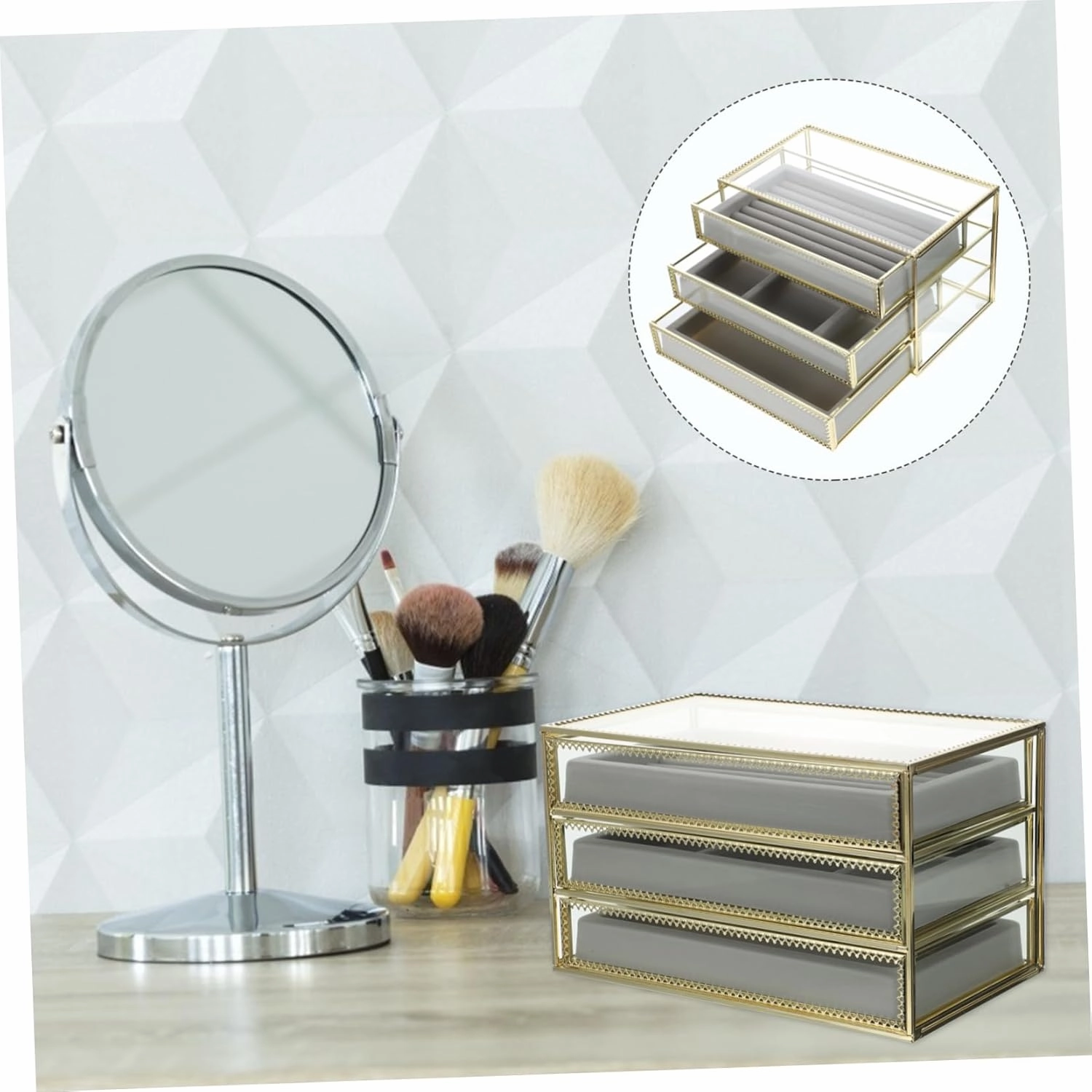 LIFKOME 1pc Transparent Three Jewelry Storage Box Jewelry Case for Necklaces Watches for Home Use for Women