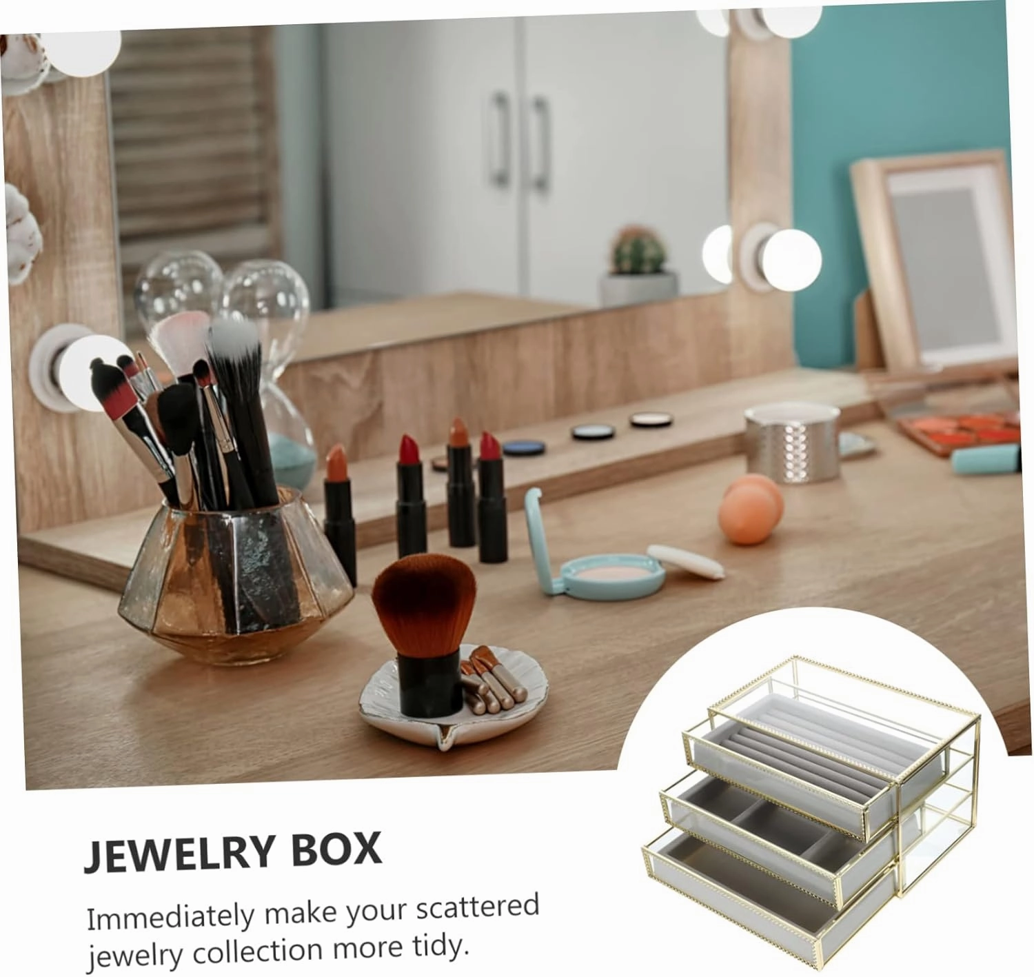 LIFKOME 1pc Transparent Three Jewelry Storage Box Jewelry Case for Necklaces Watches for Home Use for Women