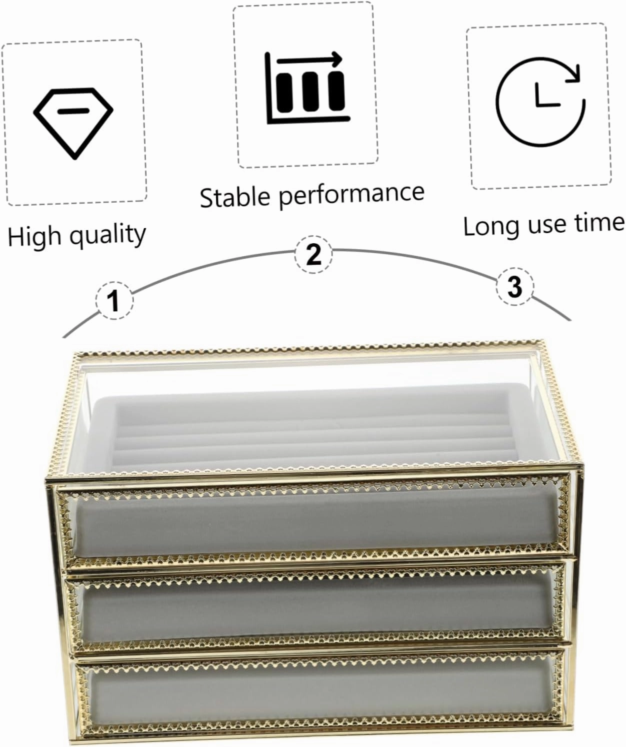 LIFKOME 1pc Transparent Three Jewelry Storage Box Jewelry Case for Necklaces Watches for Home Use for Women