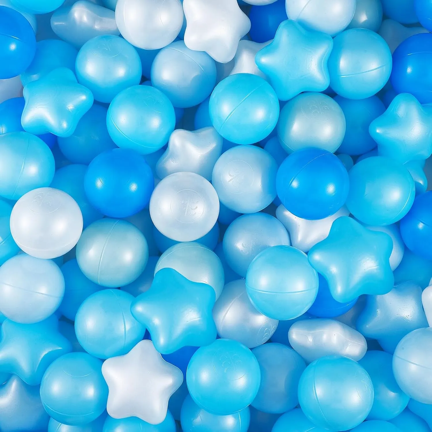 Liliful 500 Pcs Play Ball Crush Proof Play Plastic Balls for Indoor Outdoor Playhouse Tent Crawling Tunnel Birthday Party Decorations, 2.17 Inches, Round and Star