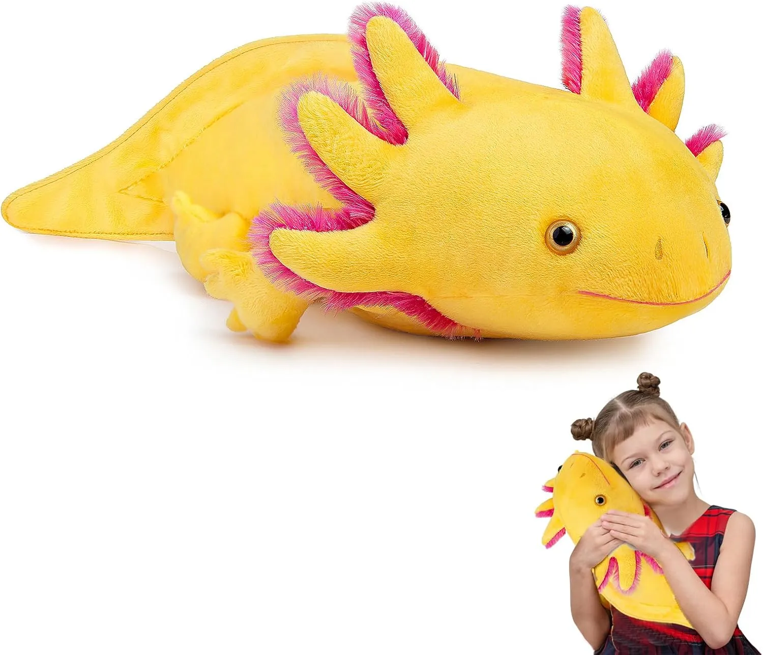 lilizzhoumax Axolotl Plush,18.9inch, Soft Yellow Axolotl Stuffed Animal,Cute Plush Toy,Lifelike Doll,Girls Stuff,Kids Birthday Gift,Home Decor