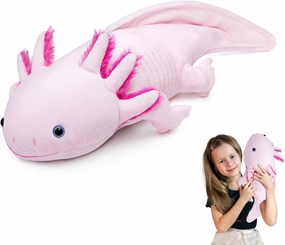 Lilizzhoumax Lifelike Axolotl Plush Throw Pillow - 18.8in Soft Pink Stuffed Animal, Cuddly Toy, Plush Pillow, Gifts for Kids, Kawaii Stuff, Home Decor