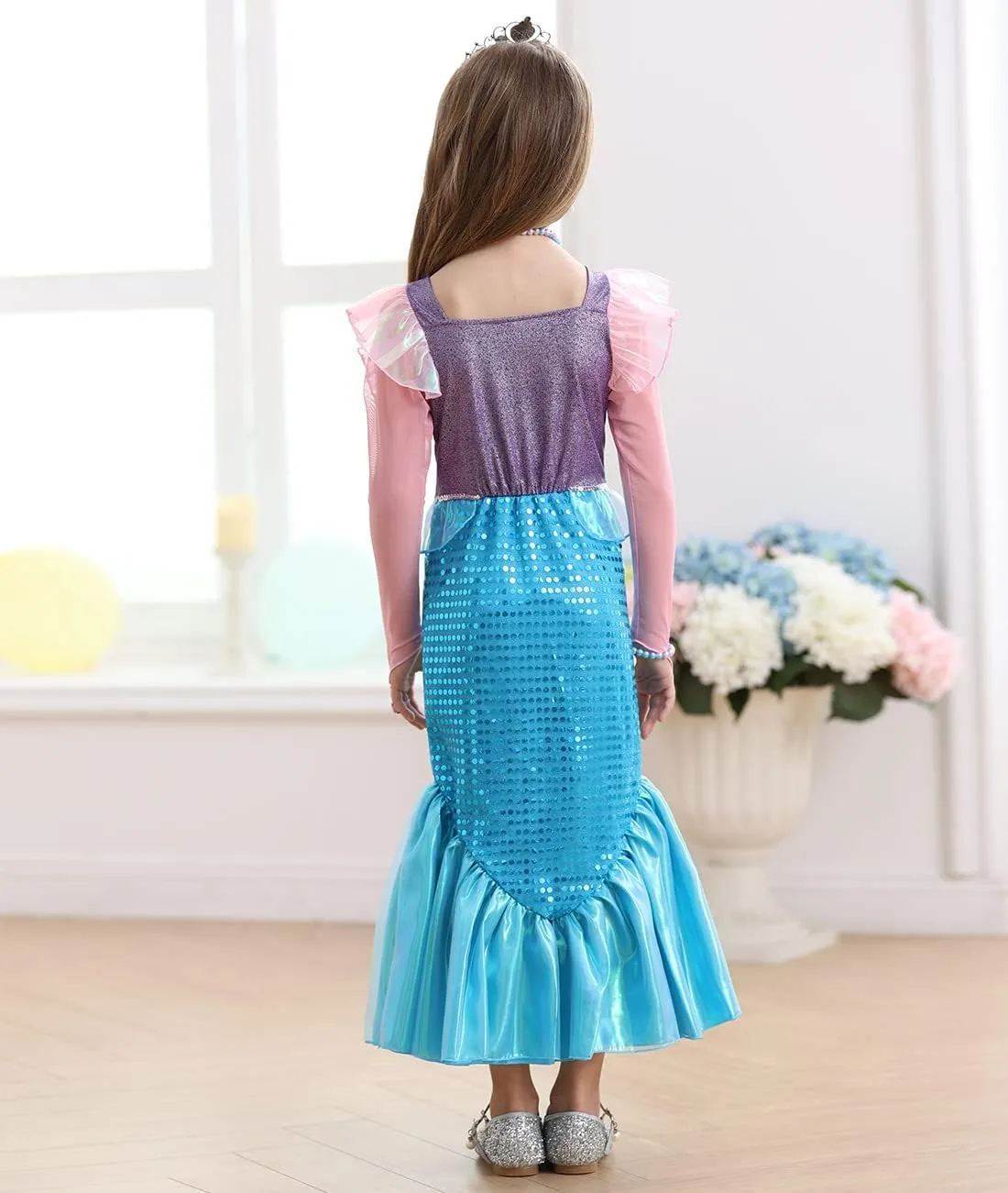 Little Girls Mermaid Princess Costume Party Dress for Toddler Kids Baby Halloween Dress Up