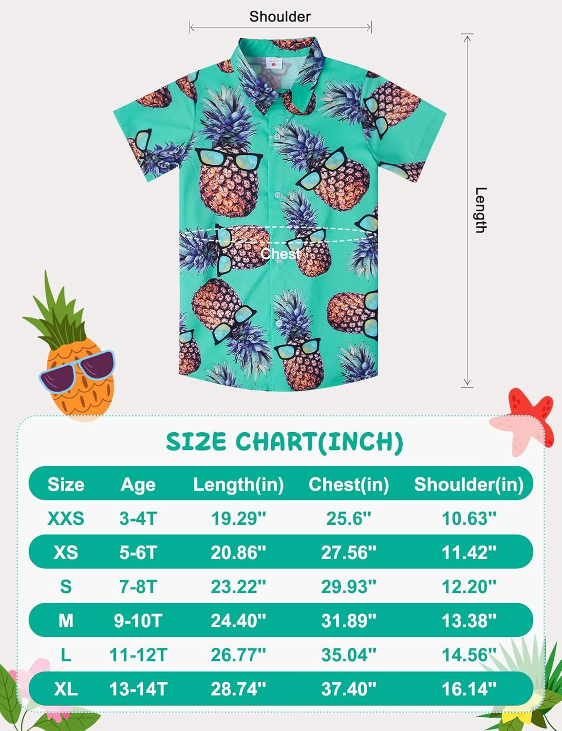 Little & Big Boy's Button Down Hawaiian Shirts Short Sleeve Cool Cartoon Print Dress Tops T-Shirt for Kids 7-14T…