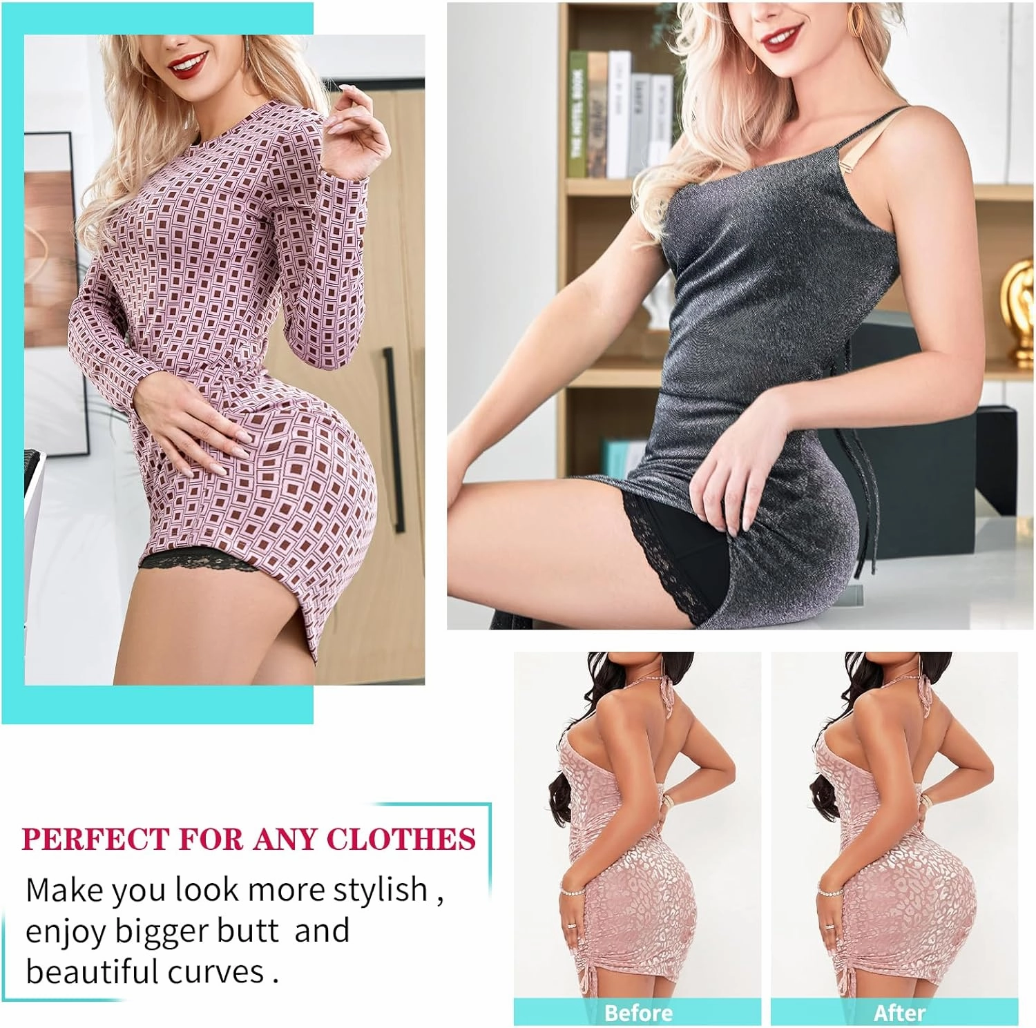 LODAY Womens Butt Lifter Padded Lace Panties Seamless Hip Enahncer Body Shaper Boyshort Underwear