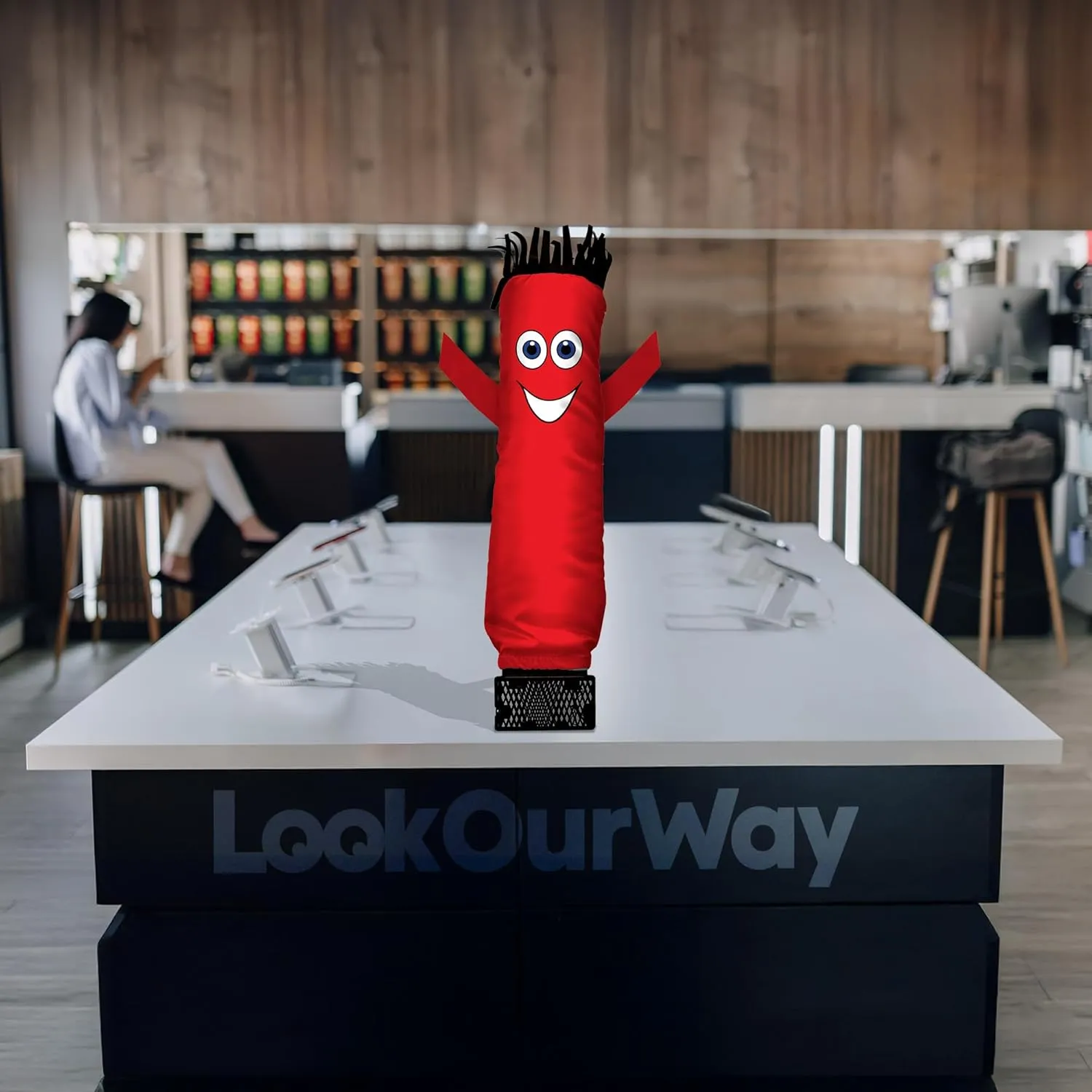 LookOurWay Air Dancers Mini Inflatable Tube Man Set - 29" Wacky Waving Inflatable Tube Guy with Blower for Desktop Advertising - Red