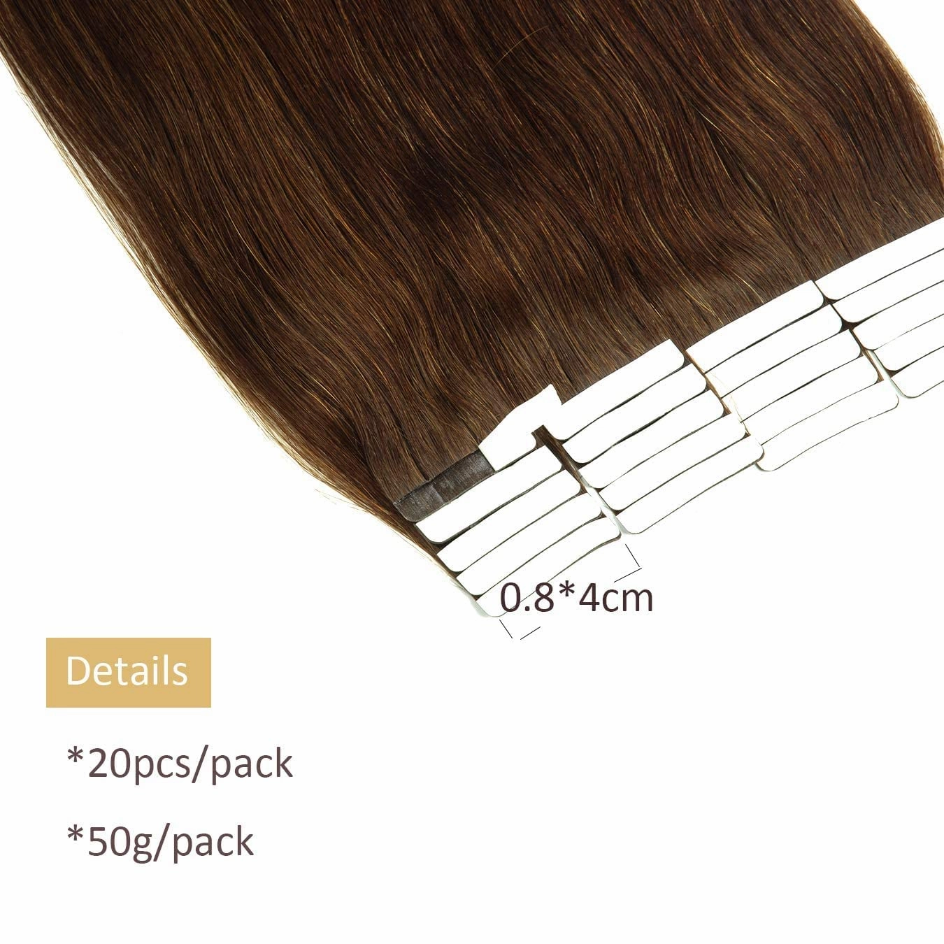 Loxxy Hair Extensions Real Human Hair Tape in Double Sides Invisible Straight Seamless PU Medium Brown Natural Hair Extensions Tape in Human Hair Skin Weft 14Inch 50 Grams 20 Pieces Glue on Hair
