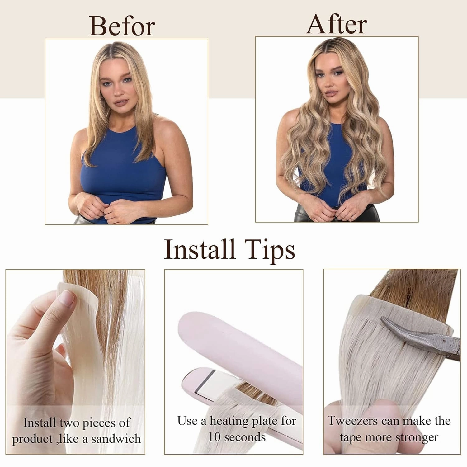 Loxxy Hair Extensions Real Human Hair Tape in Double Sides Invisible Straight Seamless PU Medium Brown Natural Hair Extensions Tape in Human Hair Skin Weft 14Inch 50 Grams 20 Pieces Glue on Hair