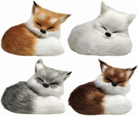 LUOZZY 4Pcs Simulation Fox Toys Plush Fox Fox Model Home Decoration Animals World Plush Decoration