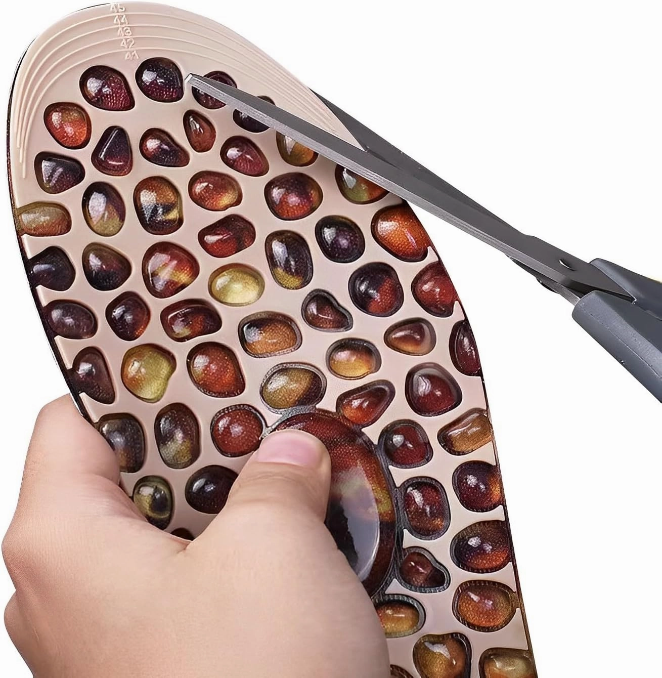 Lymphatic Two-Way Massage Foot Pad with Pebbles, Reflexology Shoe Inserts for Foot Massage, Pain Relief, and Improved Blood Circulation (41-45)