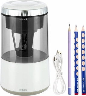 M&G White Electric Pencil Sharpener, Portable Automatic Pencil Sharpener for Colored Pencils, Auto Stop,Fully Automatic Sharp & Fast, USB Operated for 7-8mm Pencils for Kids, School, Office, Home