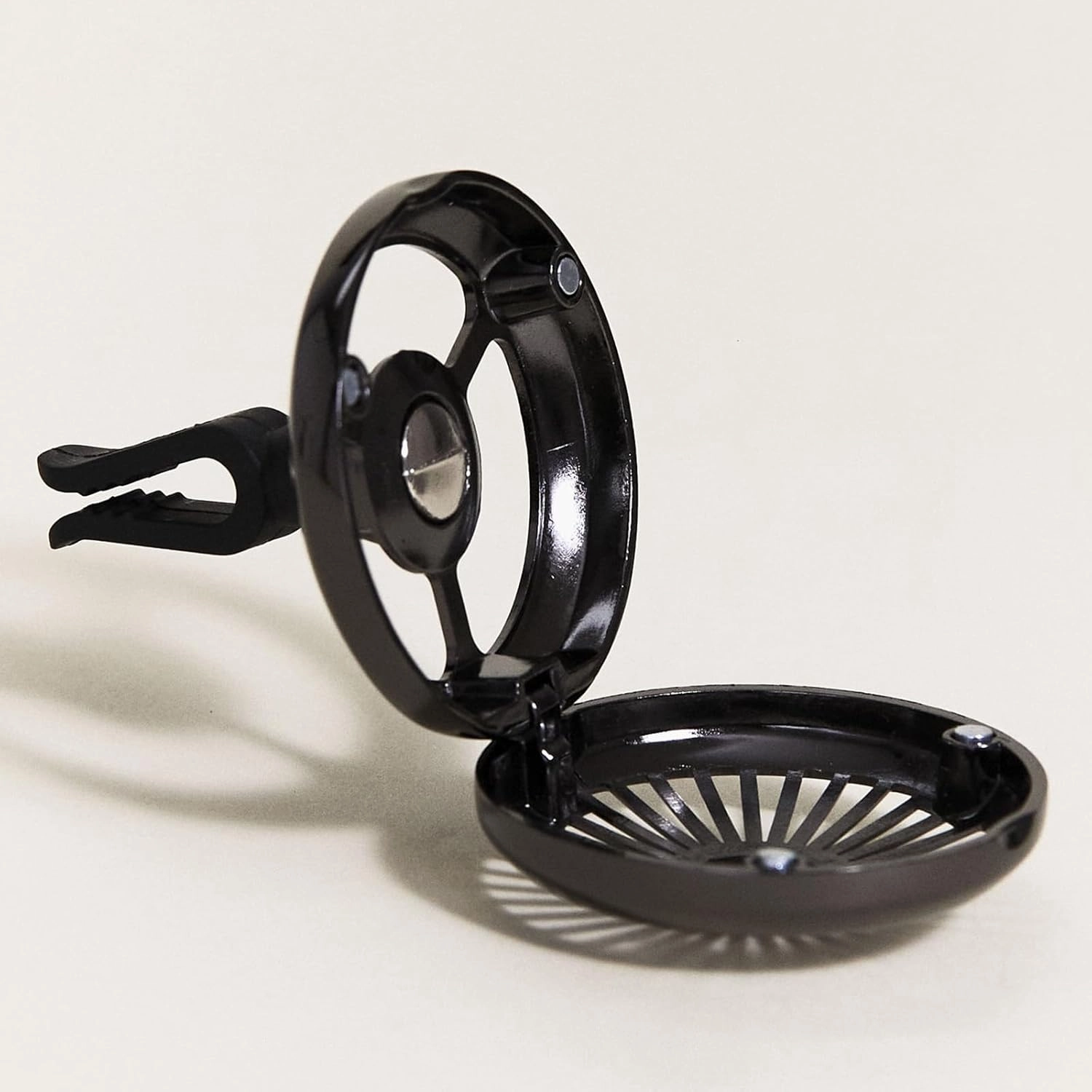 MAISON BERGER - Refillable Car Air Freshener Vent Clip Diffuser Set - 1.75" Diameter x 1.25" Depth - Made in France (Gun Metal Finish)