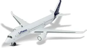 Majorette 212057980Q02 Airbus 350 Lufthansa, Plane, Original Design, Toy, Airplane, Approx. 11 cm, White, for Children Over 3 Years