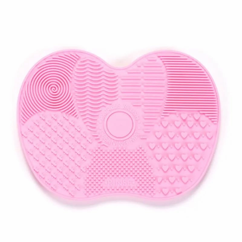Make up Brush Cleaner Mat ， Silicone Brush Cleaning Mat Big Size Make Up Brush Clean Pad with Suction Cup for Makeup Brush Cleaning (Pink)