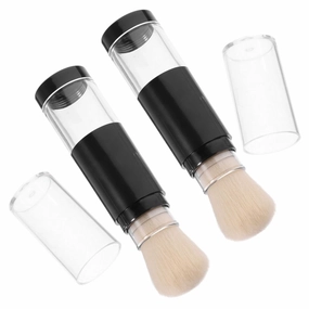 Makeup Brush Set 2pcs Push-type Powder Blush Brush Refillable Compact for -tight Storage Jar