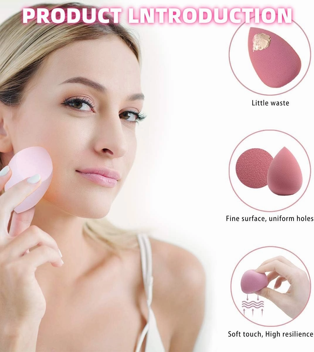 Makeup Sponge Set -4 beauty sponge mixing mixers, with 1 stand and packaging box, suitable for powder compact and face cream (pink) (Purple-01)