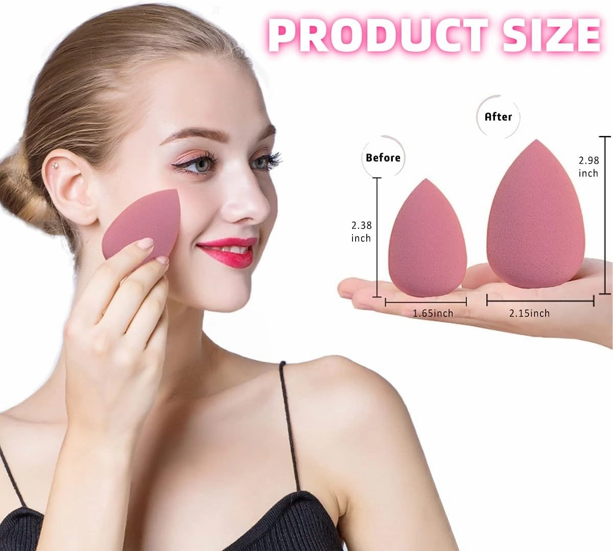 Makeup Sponge Set -4 beauty sponge mixing mixers, with 1 stand and packaging box, suitable for powder compact and face cream (pink) (Purple-01)