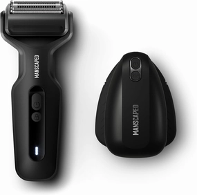 MANSCAPED® The Chairman™ Plus Men’s Foil Face Shaver & The Face Buffer PRO - Electric Silicone Face Scrubber for Nourishing & Exfoliating Your Skin, 3 Facial Cleansing Modes, Travel Lock