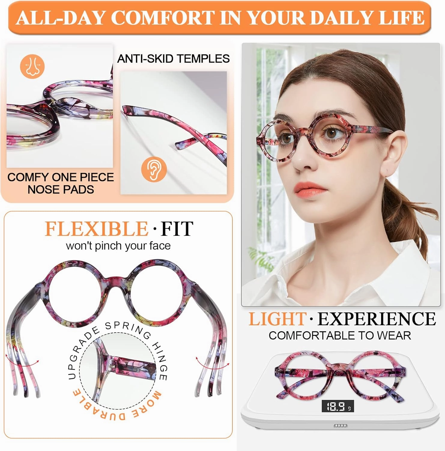 MARE AZZURO 3.50 Reading Glasses Women Trendy Round Readers 0 1.0 1.25 1.5 1.75 2.0 2.25 2.5 2.75 3.0 3.50 4.0 5.0 6.0 (Multicoloured 350)