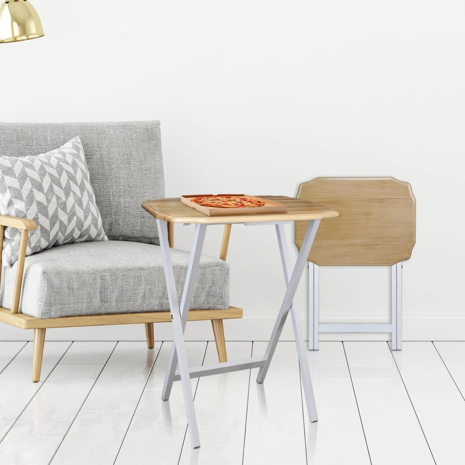 Medallion 2pcs Tray Table Set - Natural/White