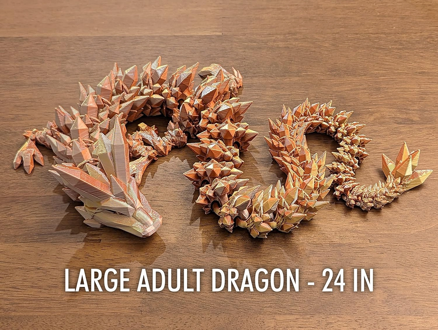 Medium 12" Articulated Crystal Dragon - Multi Color 3D Printed Plastic Dragon Figure - Rainbow Pearlescent Colors - Interlocked Body Segments and Legs (Medium 12", Dark Rainbow)