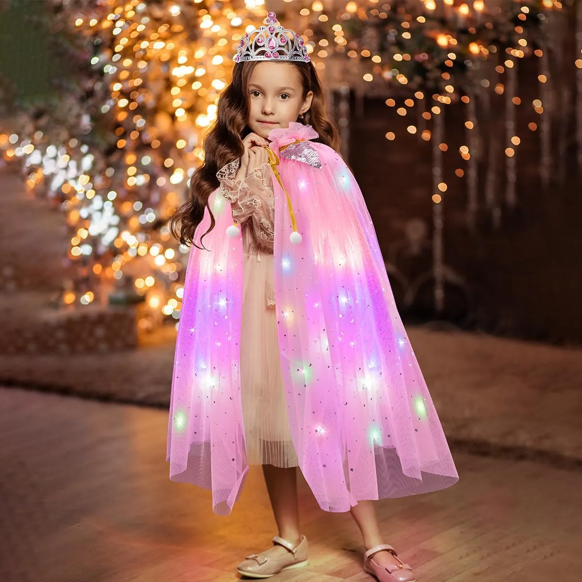 Meland Princess Dress up Clothes for Little Girl, 11Pcs Princess Cape with Crown, Princess Dresses for Girl 3-8 Birthday Gift
