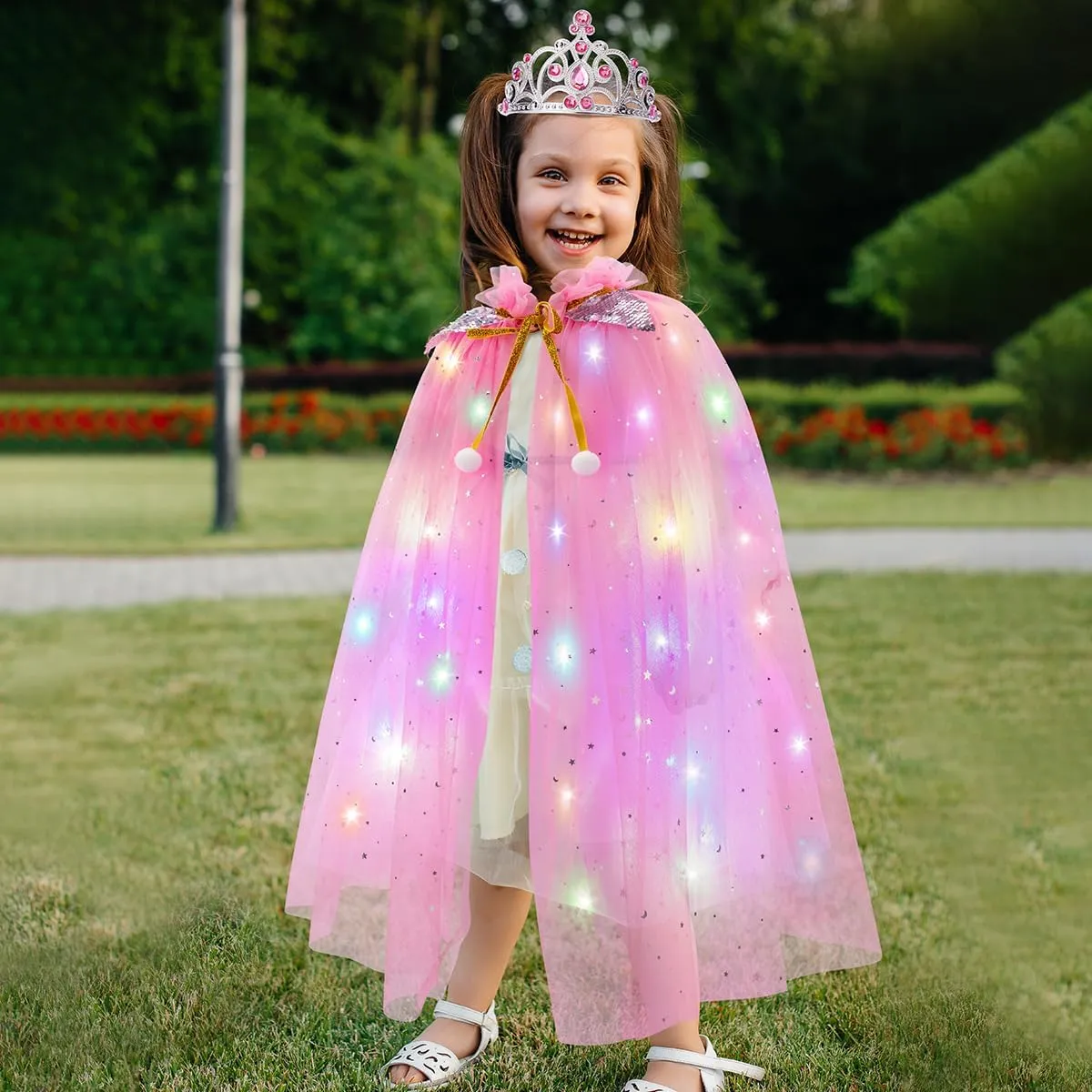 Meland Princess Dress up Clothes for Little Girl, 11Pcs Princess Cape with Crown, Princess Dresses for Girl 3-8 Birthday Gift