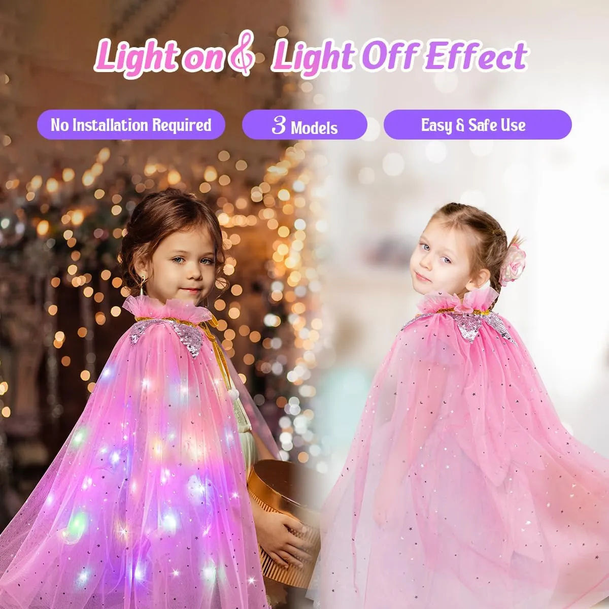 Meland Princess Dress up Clothes for Little Girl, 11Pcs Princess Cape with Crown, Princess Dresses for Girl 3-8 Birthday Gift