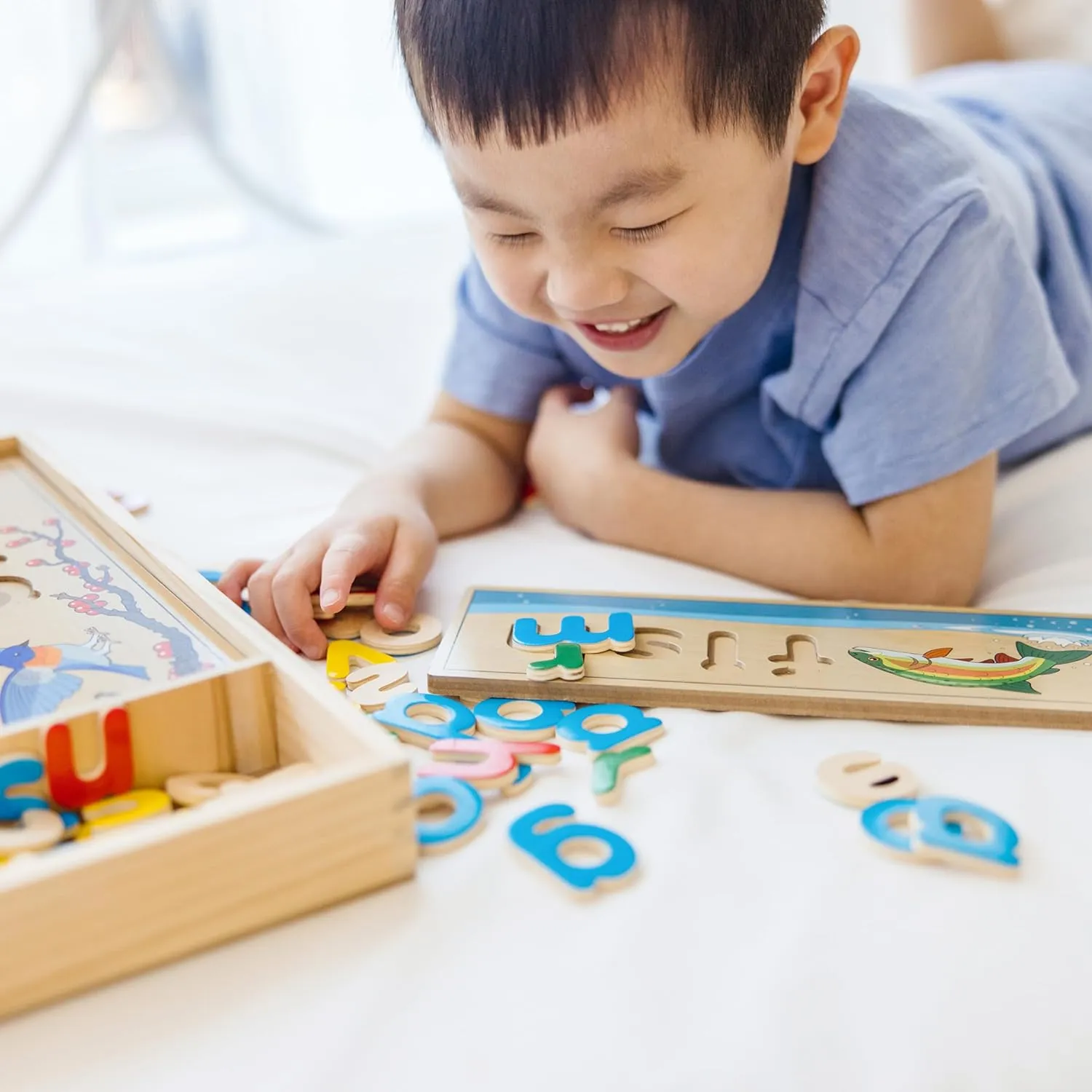 Melissa & Doug See & Spell Wooden Educational Language Learning Toy With Letters, Puzzle Boards Preschool Learning Activities, See & Spell Toys For Kids Ages 4 