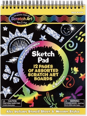 Melissa & Doug Scratch Art Sketch Pad With 12 Scratch-Art Boards and Wooden Stylus