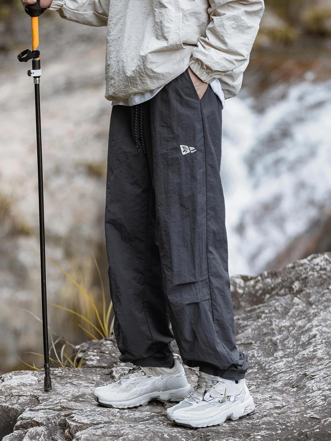 Mens Hiking Pants Cargo Outdoor Water Resistant Quick-Dry Pants Lightweight Drawstring Tactical Fishing Stretch Trousers