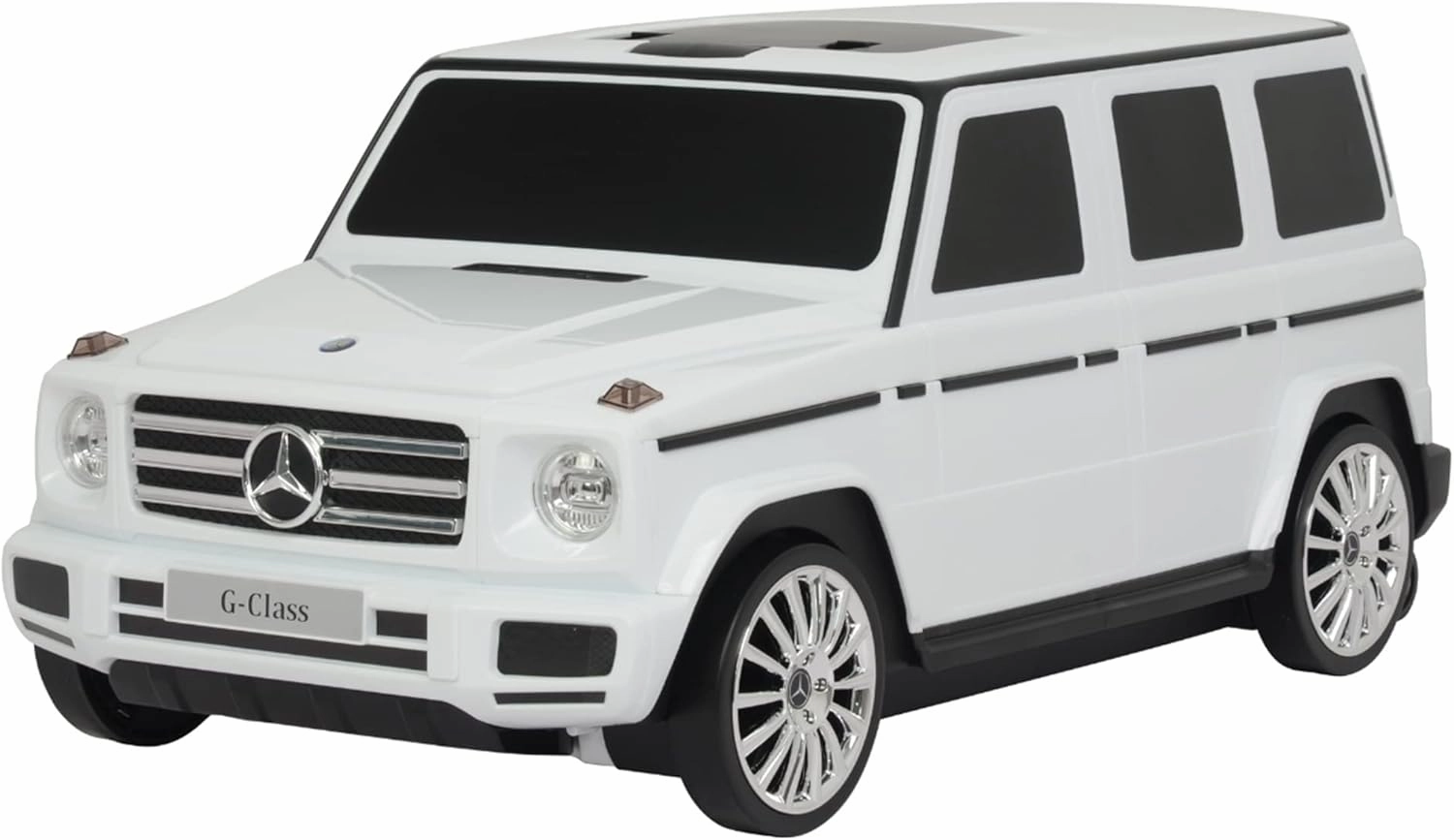 Mercedes G-Class Suitcase Ride On Push Car, Carry-On Luggage for Travel, Realistic Car Look, Inbuilt Storage Space, Compact Size, for Kids Aged 2-6 Years, Large, White